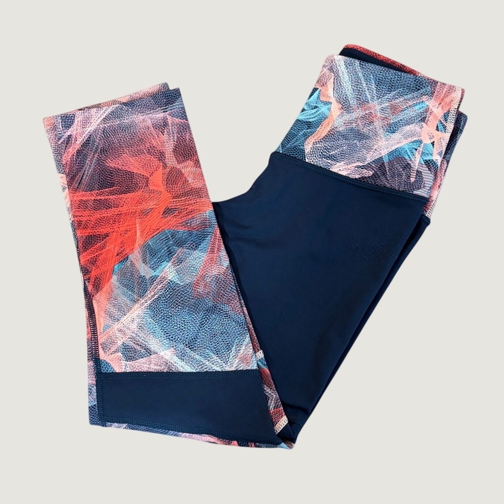 THE NORTH FACE FlashDry Leggings Womens S Navy Abstract Print Running Tights